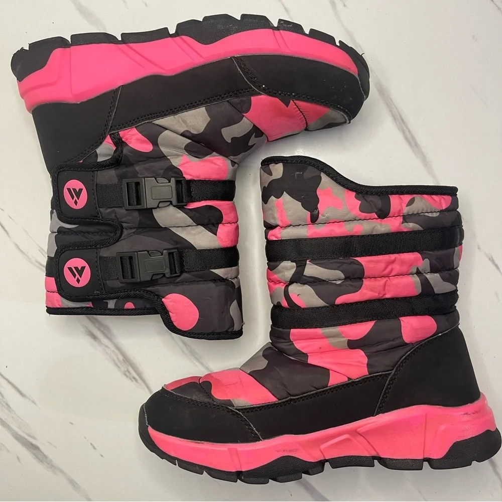 Girls’ Snow Boots Pink and Black Size 3 Little Girl